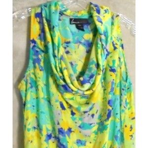 Lane Bryant Womens 14/16 Cowl Neck Blouse Sleeveless Floral Flowy Colorful
